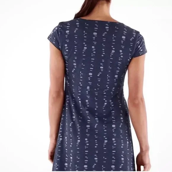 Toad&Co Rosemarie Navy and Light Blue Jersey Knit Dress Size Small EUC - Picture 2 of 16